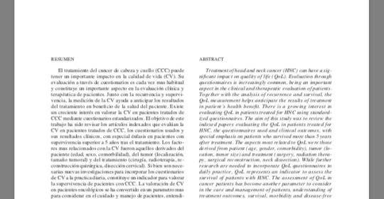 Nuevo artículo de investigación en la revista Revisiones en Cáncer